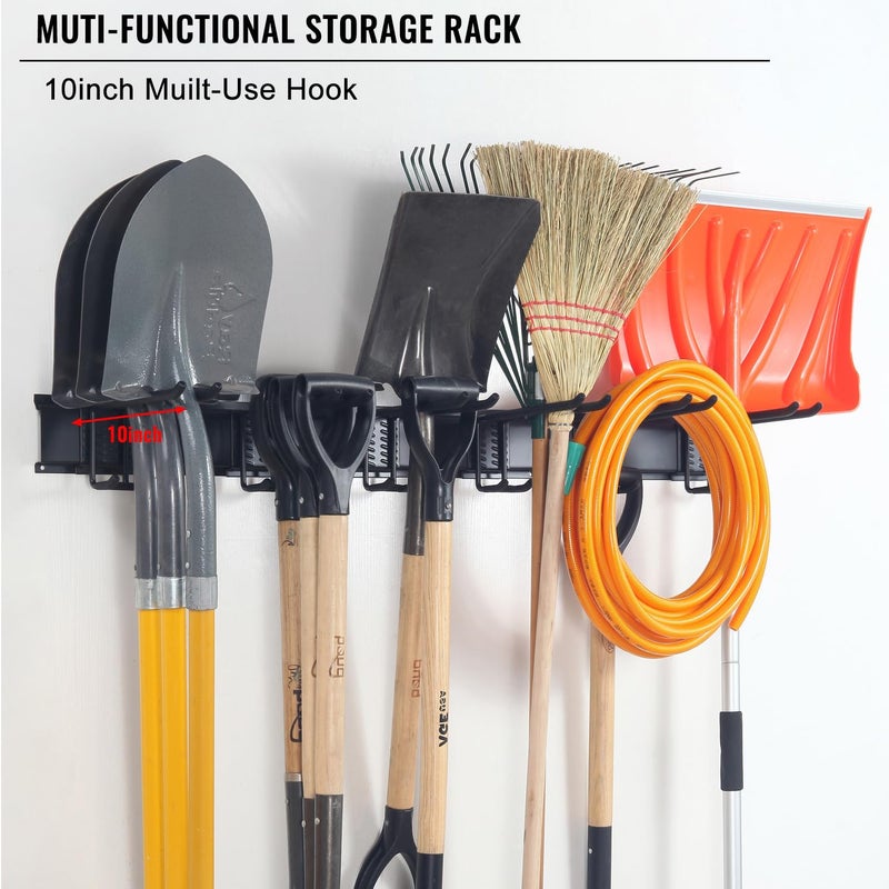 Aking Ace Wall Mount Tool Storage Rack, Heavy Duty Garage Storage Tool Organizer, Garden Tool Wall Hooks and Hangers, Hold Up to 350lbs Black - Image 2