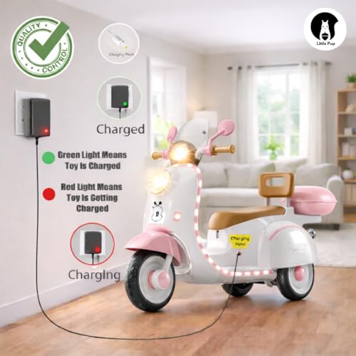 LITTLE PUP Vespa 12V Battery Operated Ride-On Scooter for Kids | Electric Scooter with Foot Accelerator, Music & Lights | 1-6 Years Boys & Girls | Safe & Fun Ride-On Toy - Image 5