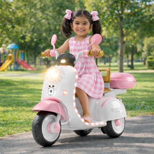 LITTLE PUP Vespa 12V Battery Operated Ride-On Scooter for Kids | Electric Scooter with Foot Accelerator, Music & Lights | 1-6 Years Boys & Girls | Safe & Fun Ride-On Toy - Image 1