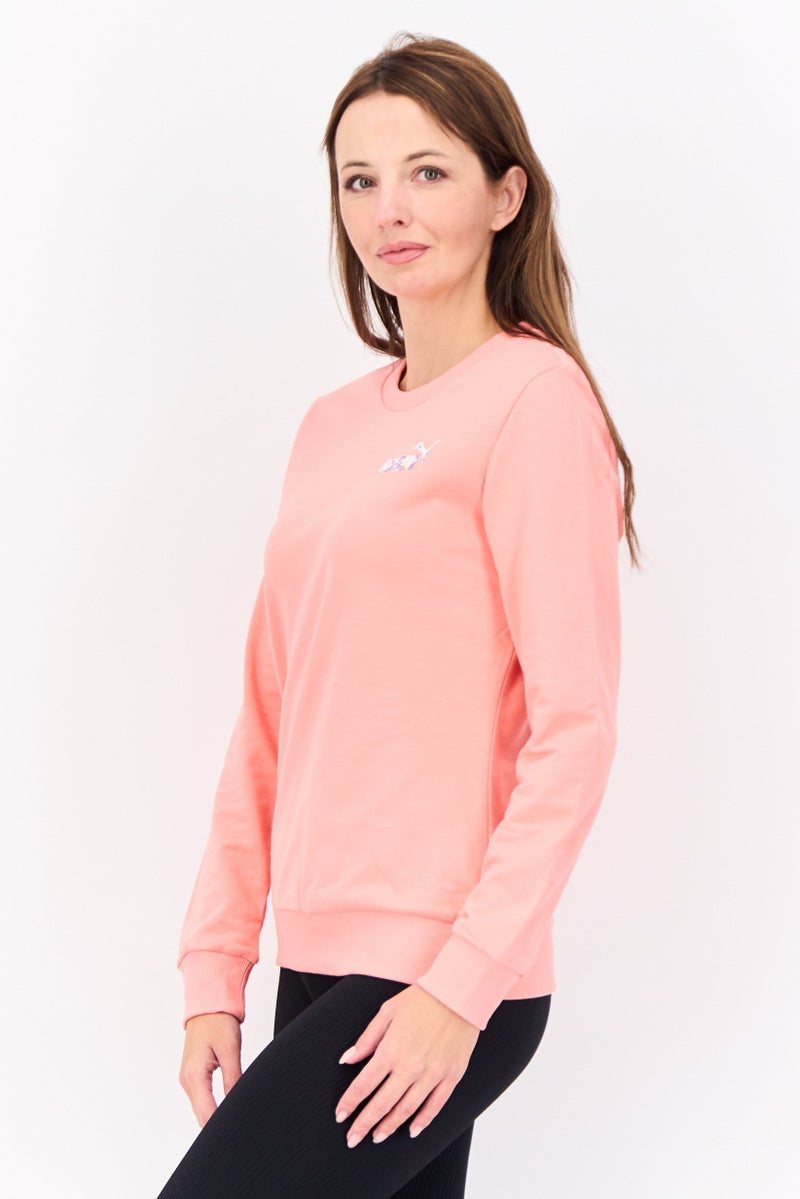 PUMA ملابس رياضية نسائية بأكمام طويلة مناسبة، خارجية، سويت شيرت، وردي - Image 4