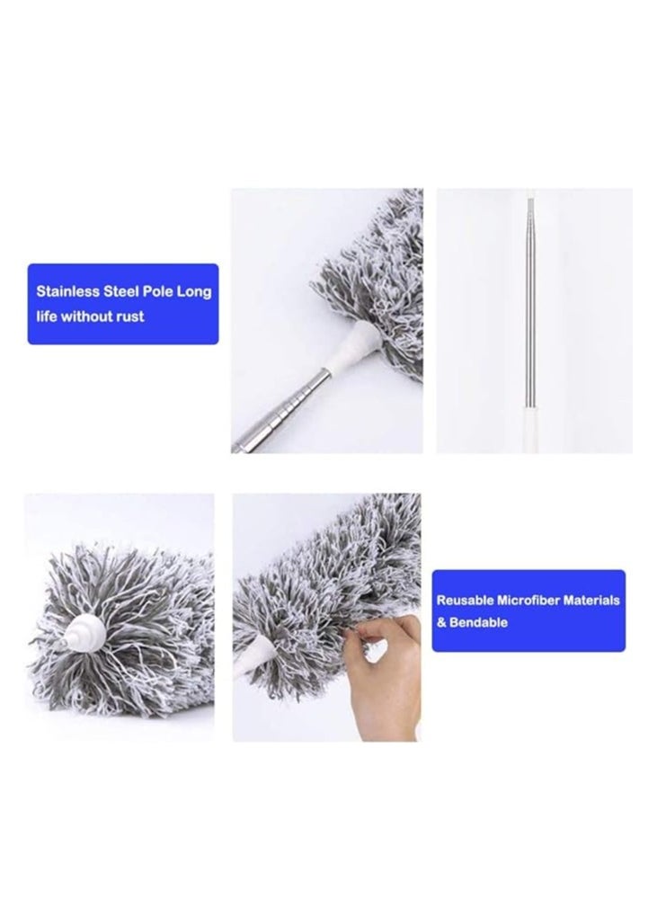 Microfiber Duster with Stainless Steel Extension Pole, Extra Long 100 Inch, with Bendable Head, Extendable Duster for Cleaning High Ceiling Fan, Interior Ceiling, Cobweb, Dust Gap - Wet or Dry Use - pzsku/Z84915827D4B9EB55A539Z/45/_/1723636902/b2484493-5925-496e-9855-2f25c6a1ecfa