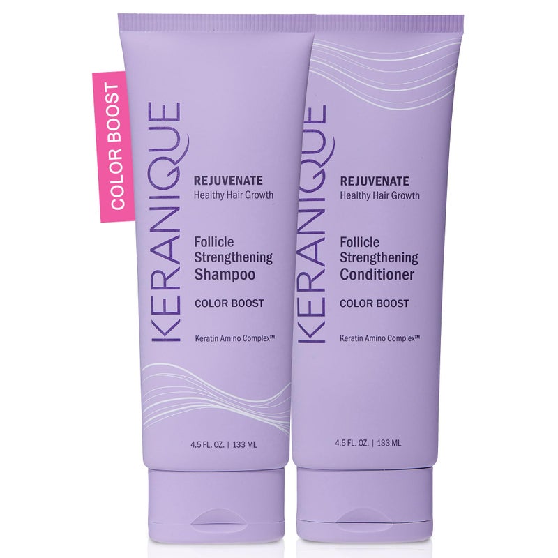 Keranique Color Safe Shampoo and Conditioner - Protect and Extend Color Shampoo and Conditioner for Women with Dry, Fine, Color Treated Hair - Sulfate Free Set for Colored Hair with UV Protection - Image 1
