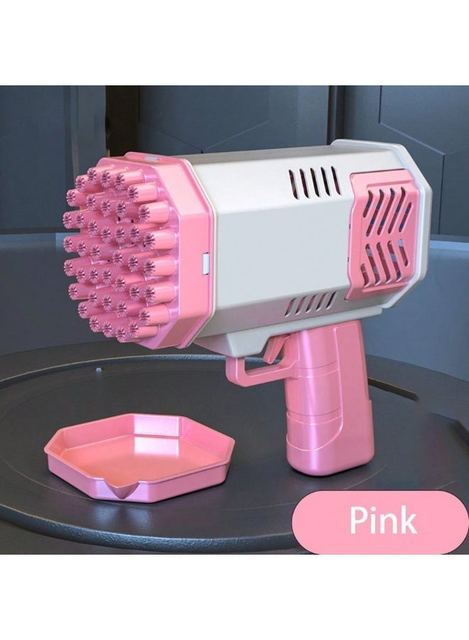 Kids Bubble Gun Toy With 40 Holes In Pink, Manual Bubble Machine For Outdoor Play, Summer Parties, Garden And Beach, Batteries And Bubble Liquid Not Included - Image 4