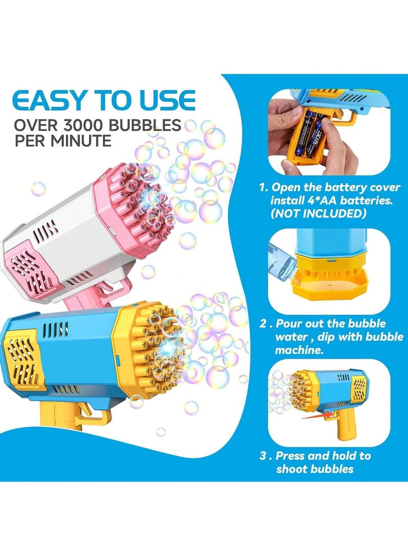 Kids Bubble Gun Toy With 40 Holes In Pink, Manual Bubble Machine For Outdoor Play, Summer Parties, Garden And Beach, Batteries And Bubble Liquid Not Included - Image 5