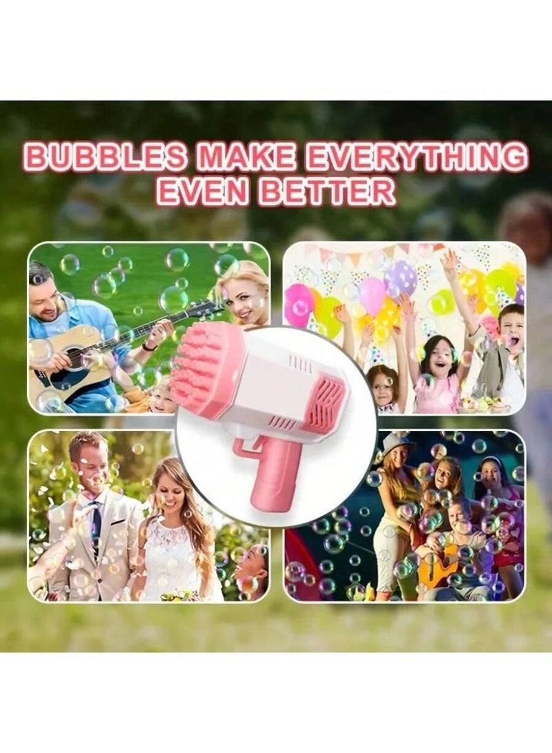 Kids Bubble Gun Toy With 40 Holes In Pink, Manual Bubble Machine For Outdoor Play, Summer Parties, Garden And Beach, Batteries And Bubble Liquid Not Included - Image 3