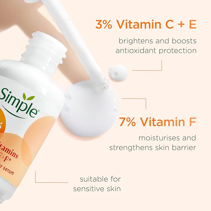 Simple 10 Vitamin C E F Booster Serum Vitamin C serum for Face Suitable for all Skin Types for Youthful Glowing Skin 30 ml - Image 3