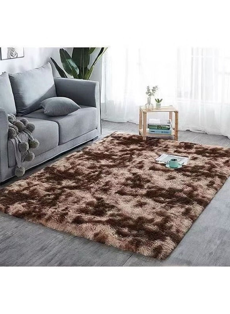 Comfy سجادة مريحة ناعمة ورقيقة مضادة للانزلاق لغرفة المعيشة/غرفة النوم 160 × 210 سم بني تلوين متدرج