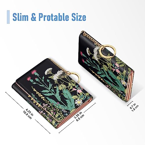 Rouidr Women's Slim Leather Wallet, Dandelion, 4.25 x 3.35 x 0.7 in, 1.8 oz - Image 2