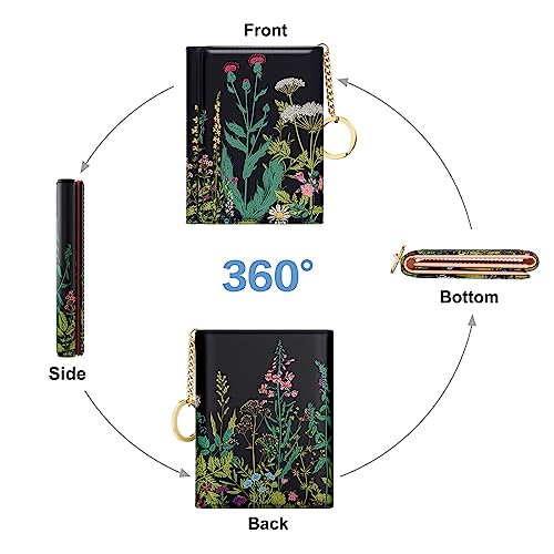Rouidr Women's Slim Leather Wallet, Dandelion, 4.25 x 3.35 x 0.7 in, 1.8 oz - Image 5