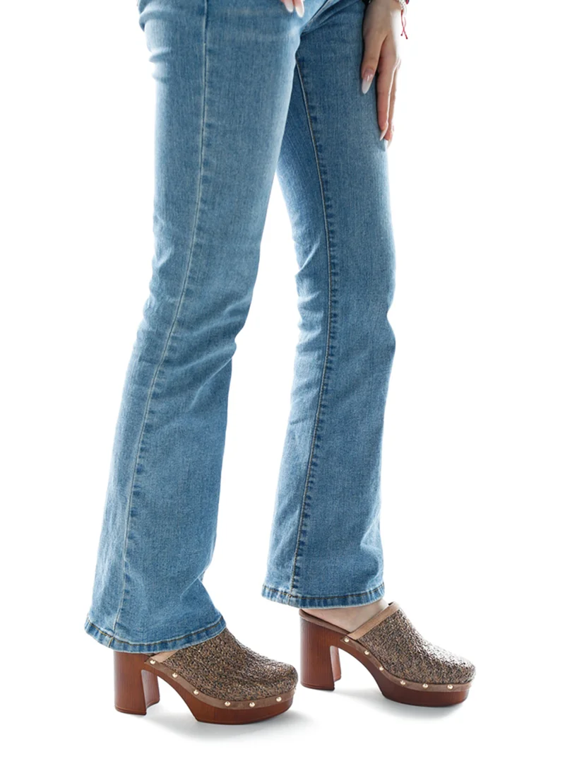 London Rag Raffia Platform Clogs in Brown