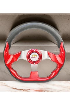 Royal ROYAL - Universal Racing Steering Wheel for Car, "D" Shaped Horn Race Tuning Style Sport MOMO Steering Wheel for Race/Rally/Motorsport/Car Sim Driving (DYT-5324) (Red)  - Image 2