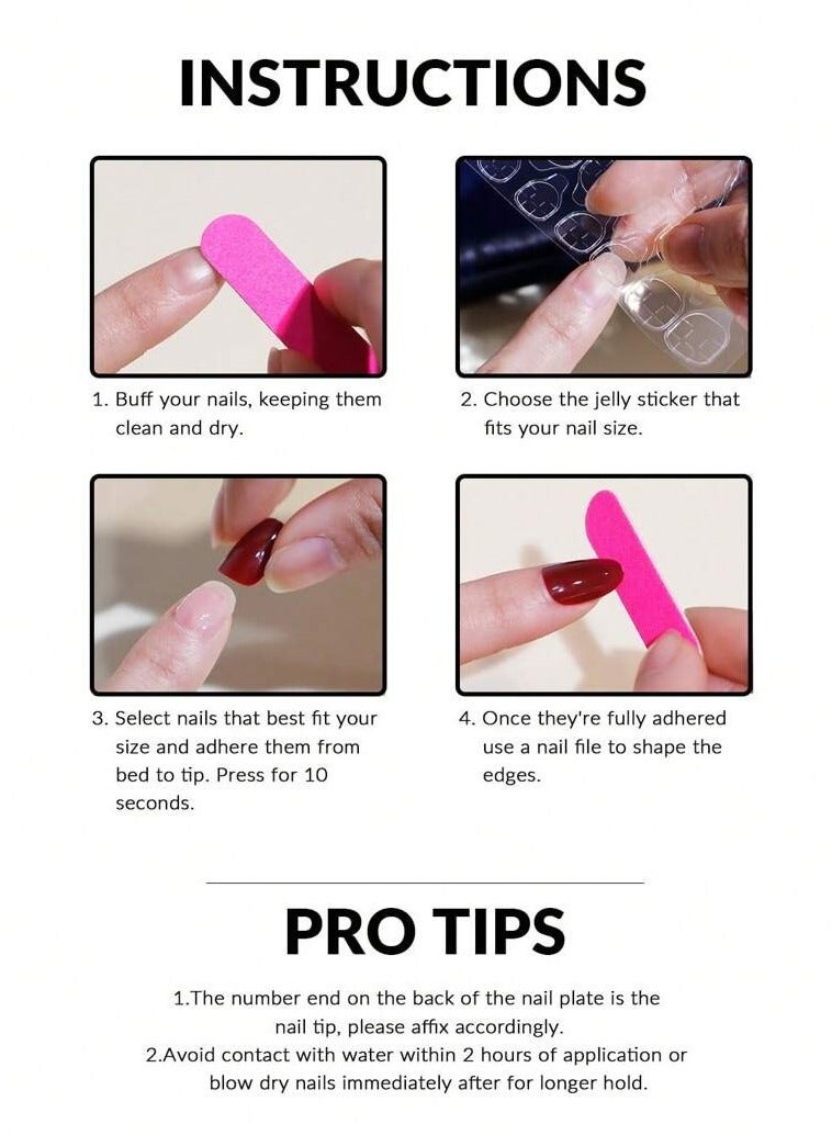 Elegant Black Almond-Shaped Press-On Nails - 30 Pieces - Image 4