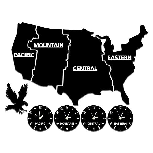 The Geeky Days US Time Zones Wall Clock United States Map Multiple Timezone Acrylic Wall Clock for Office Living Room Patriotic USA Home Decor - Image 1