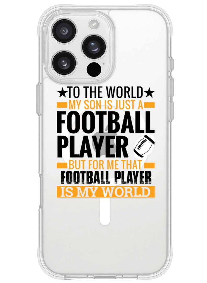 Theodor iPhone 16 Pro Max Magsafe Magnetic Case for iPhone Compatible with Wireless Charging, Shockproof Phone Bumper Cover - Football player Black - Image 1