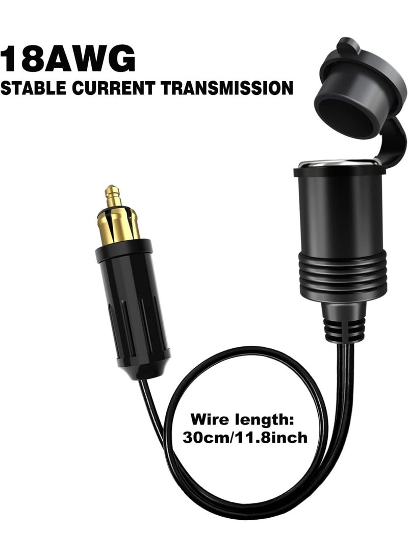 أوروبا الذكور دين بوس إشعال السجائر محول المقبس 30cm مقاوم للماء ، 12V / 24V هيلا DIN Powerlet بوس إلى القياسية إشعال السجائر الإناث كابل التمديد للدراجات النارية - Image 4