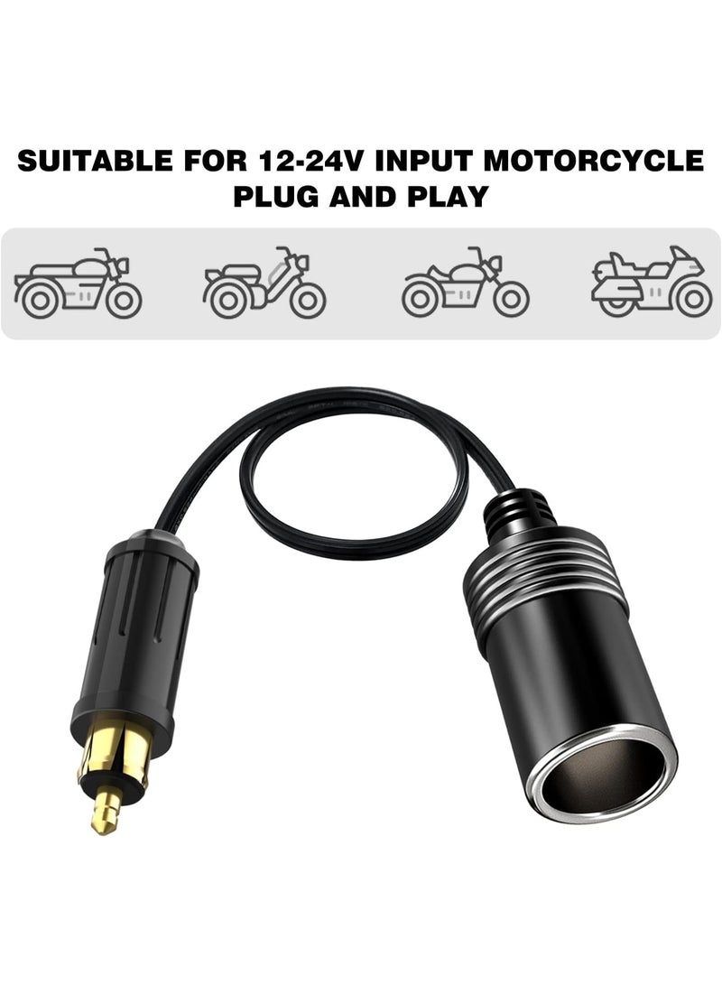 أوروبا الذكور دين بوس إشعال السجائر محول المقبس 30cm مقاوم للماء ، 12V / 24V هيلا DIN Powerlet بوس إلى القياسية إشعال السجائر الإناث كابل التمديد للدراجات النارية - Image 5
