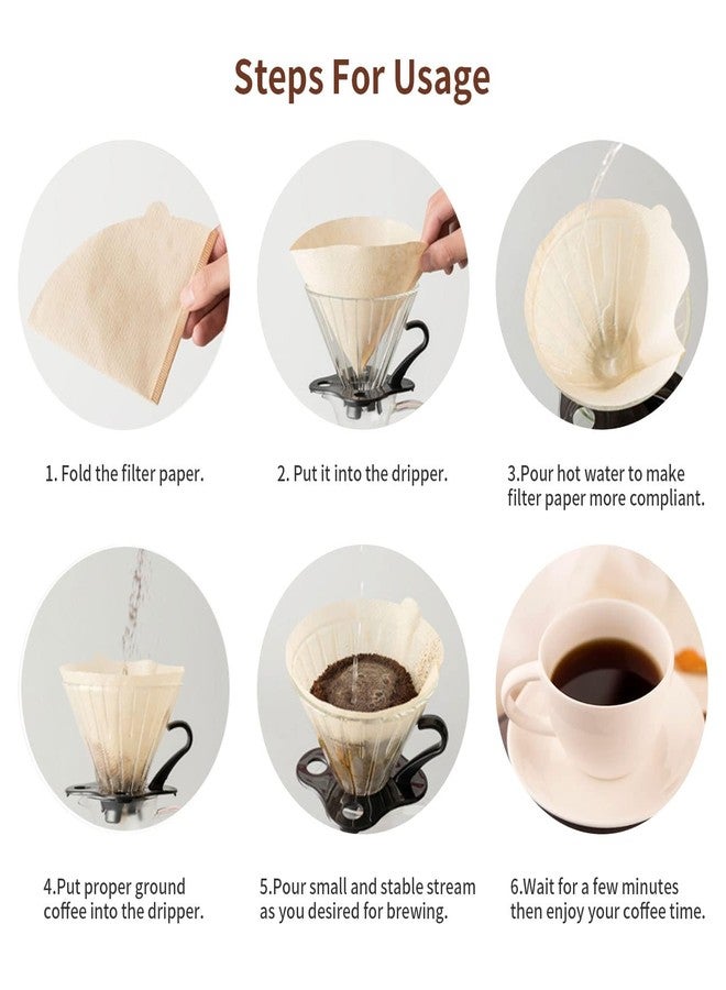 Clinuse Cone Coffee Filters #2, 200 Count Unbleached Size 02 Coffee Filter, Disposable Natural Paper Filters 2-4 Cup, 02 Cone Filters for Pour Over and Drip Coffee Maker - Image 4