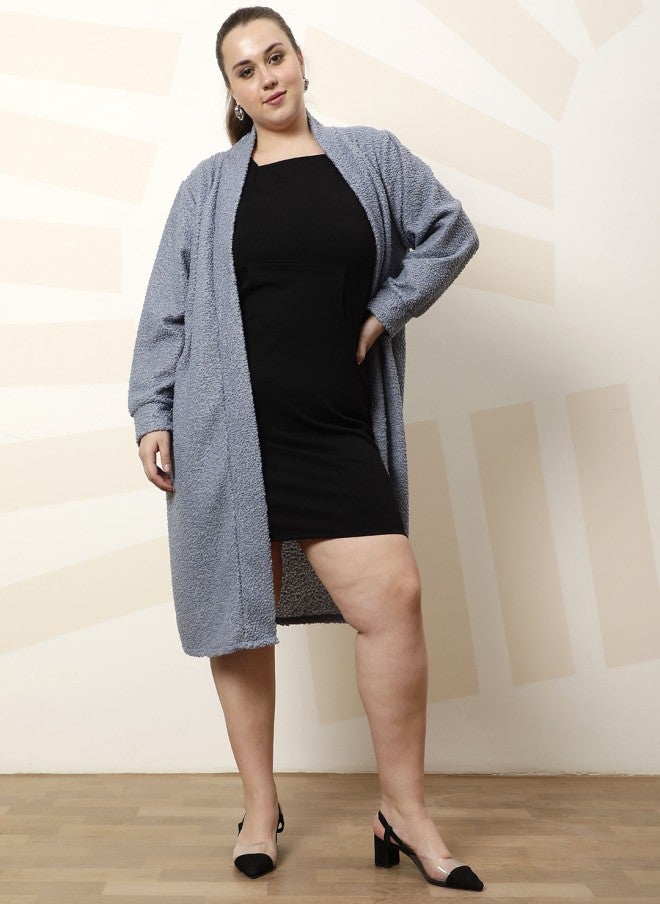 Athena Textured Open Front Longline Shrug for Women - Image 2