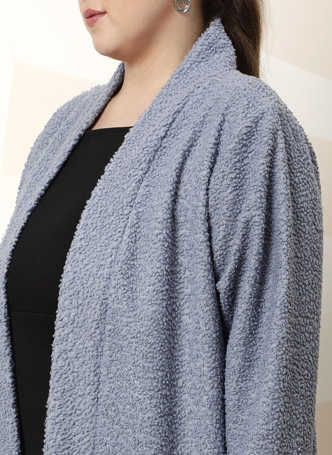 Athena Textured Open Front Longline Shrug for Women - Image 3