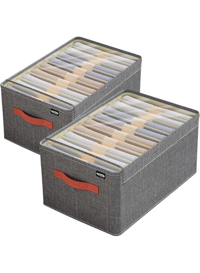 Wardrobe storage organizer, 2-pack of 6 large-compartment fabric storage baskets with handles, foldable with lids, clothes drawer organizer, cubic storage boxes, suitable for sweaters, jeans, shirts, etc. - Image 3