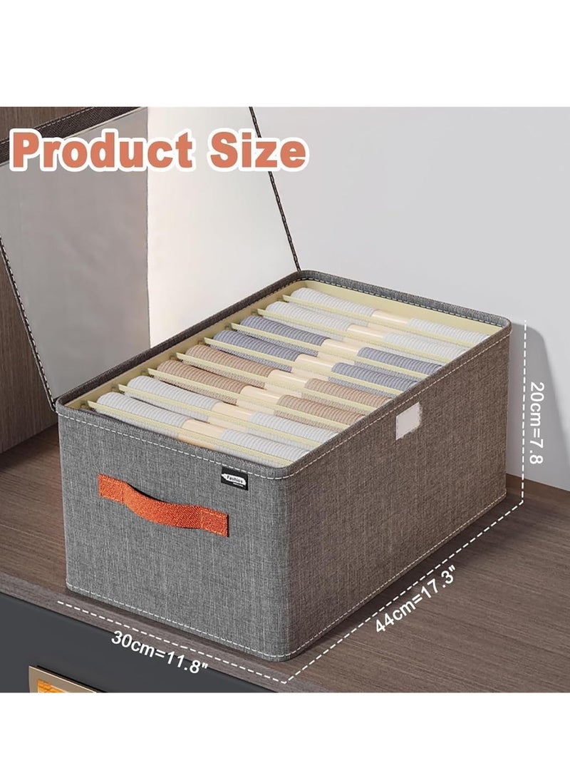 Wardrobe storage organizer, 2-pack of 6 large-compartment fabric storage baskets with handles, foldable with lids, clothes drawer organizer, cubic storage boxes, suitable for sweaters, jeans, shirts, etc. - Image 2