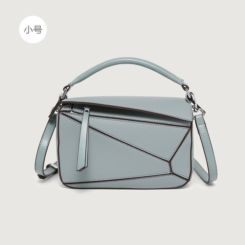 Simple Handheld Geometric Bag All-Match Stitching Litchi Pattern Crossbody Bag Lightweight Large Capacity Doctor Bag - Image 1
