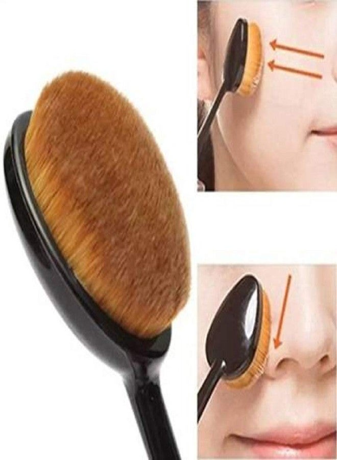 SUNISA Black Oval Foundation Makeup Brush for Womens and Girls and 1 Makeup Sponge Beauty Blender - (Pack of 2) - Image 3
