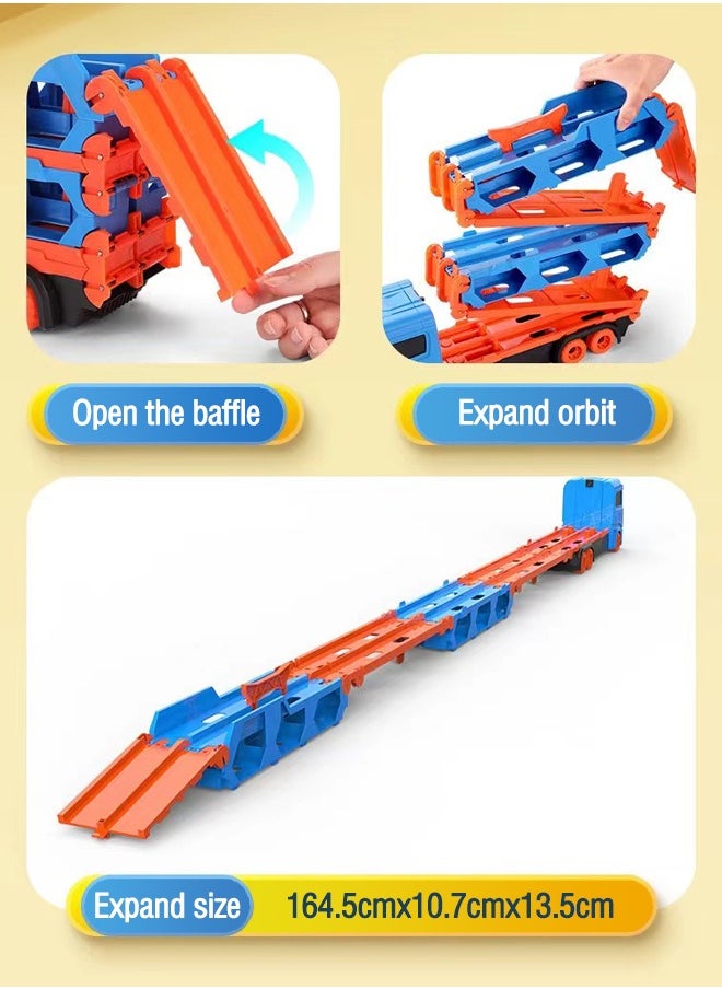 Generic Large Car Transporter Truck Folding Track Racing Vehicle Kids Competitive Games Storage Alloy Car Boy Toy Children Novel Gift  - Image 5
