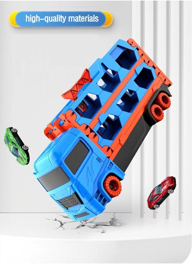 Generic Large Car Transporter Truck Folding Track Racing Vehicle Kids Competitive Games Storage Alloy Car Boy Toy Children Novel Gift  - Image 4