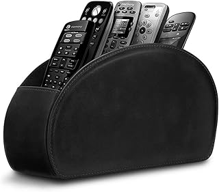 RHCSZ RHCSZ Leather Remote Control Holder with 5 Compartments TV Remote Caddy Storage Box/Tray,Desktop Organizer Store  - Image 1