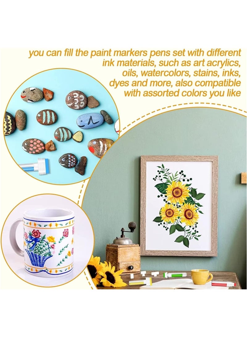 SOLARAE 5Pcs White Empty Paint Pens Acrylic Permanent Marker Blank Refillable Paint Pens Empty Refill Paint Markers Graffiti Markers Fine Tip Paint White Transparent Pen Tube for Painting 30 mm - Image 5