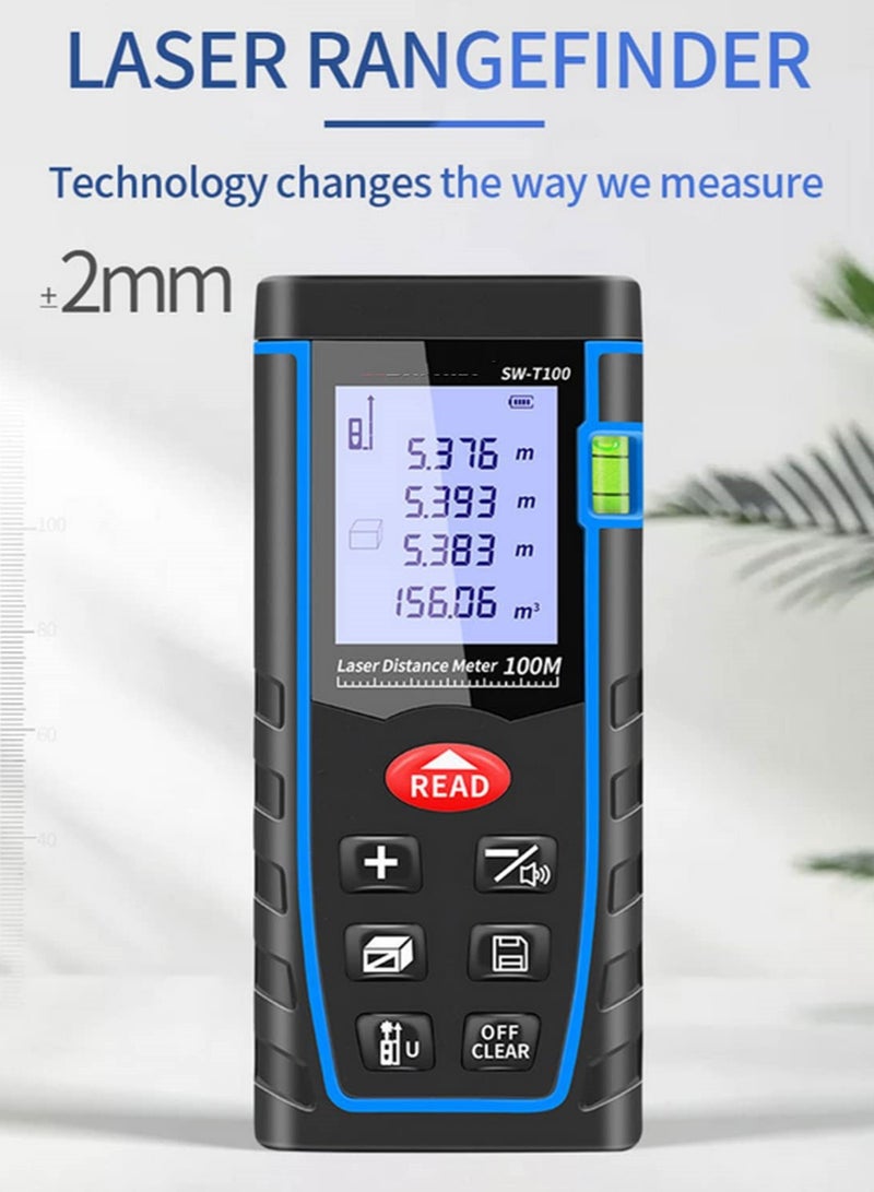 SW-T100 Laser Distance Meter Mini Digital Laser Rangefinder, Portable Range Measurement Tool for Indoor/Outdoor Use, High Accuracy Distance Measure Device -100m  - Image 3