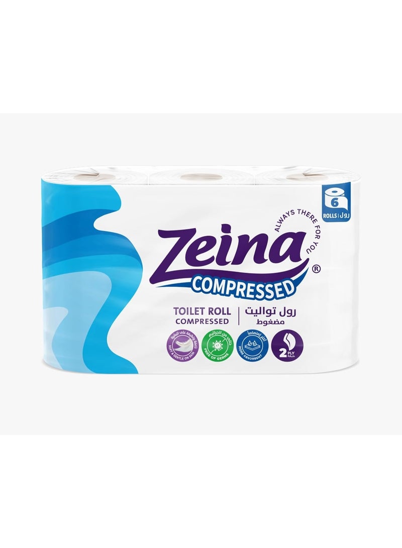Zeina toilet compressed tissue 6 rolls, blue - Image 1