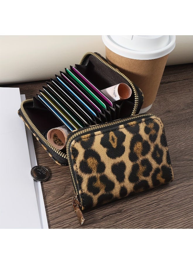 Goolsky Mini Stylish Leopard Print Short Wallet, Zipper Around Coin Purse, Versatile Credit Card Holder - Image 2