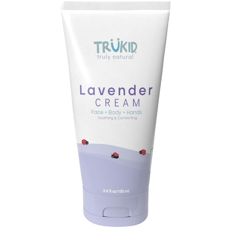 TruKid Lavender Cream - Sensitive Skin Baby Lotion for Newborns, Babies & Toddlers, All Natural Ingredient Skin Care for Kids Enriched with Shea Butter, Cocoa, Grape Seed Oil & Vitamin E, 3.4oz - Image 1