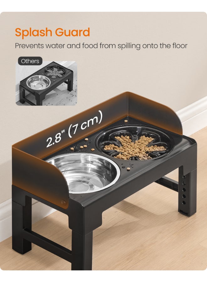 FEANDREA Raised Dog Bowl with Frame, Feeding Bowls, Height Adjustable and Tilting, Feeding Station, 2 Bowls Made of 304 Stainless Steel, 1 Bowl for Slow Eating, Ink Black - Image 4