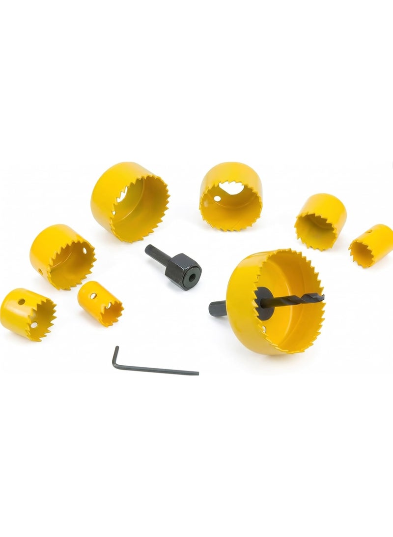 Tolsen 75865 11PCS Hole Saw Set – Carbon Steel Hole Cutter Kit 19-64mm with Arbors & Hex Key for Wood, Drywall and Plastic - Image 3