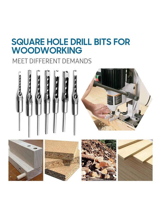 NIBEMINENT 7 Piece Square Hole Drill Bit Set Silver 22.5X5.5X13cm - Image 4