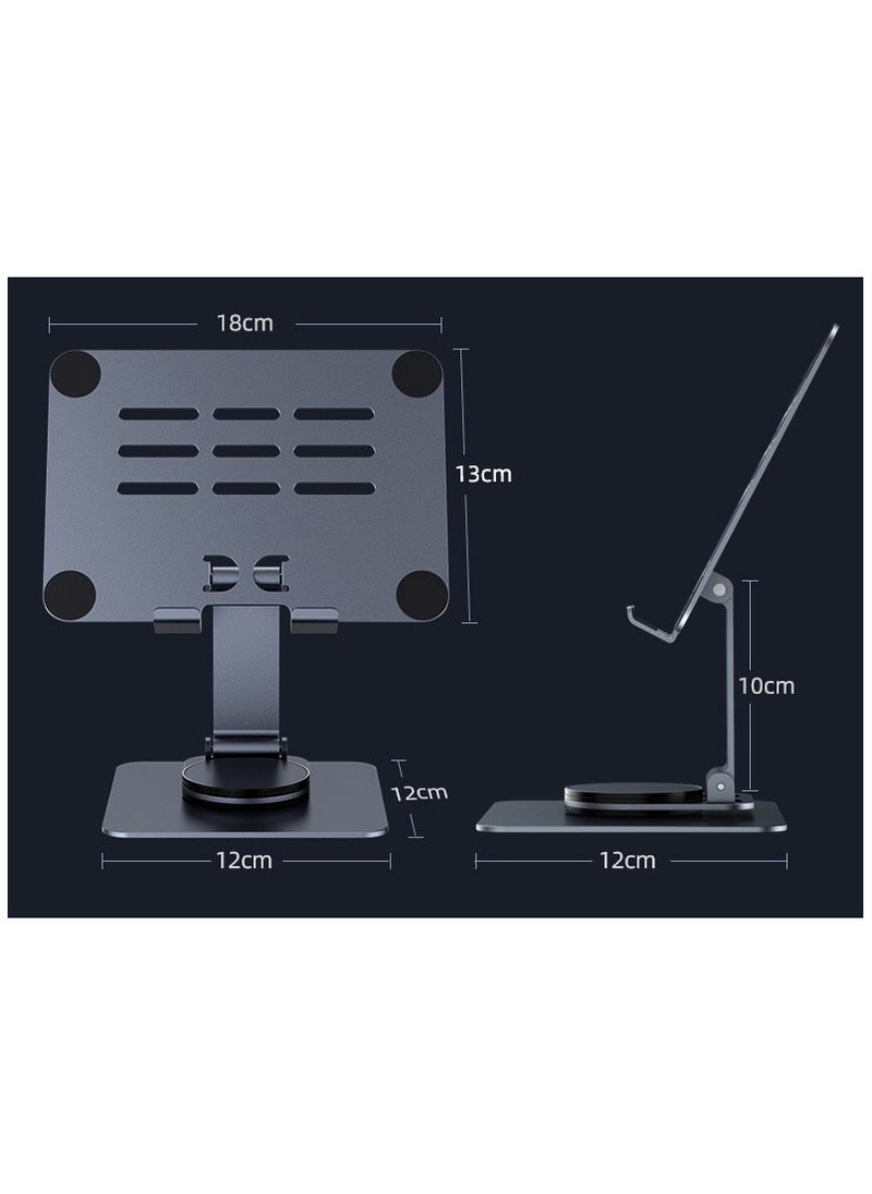 Generic Tablet Stand Holder for Desk with 360° Rotating Base Aluminum Dual Rod Support Adjustable (Black)  - Image 3