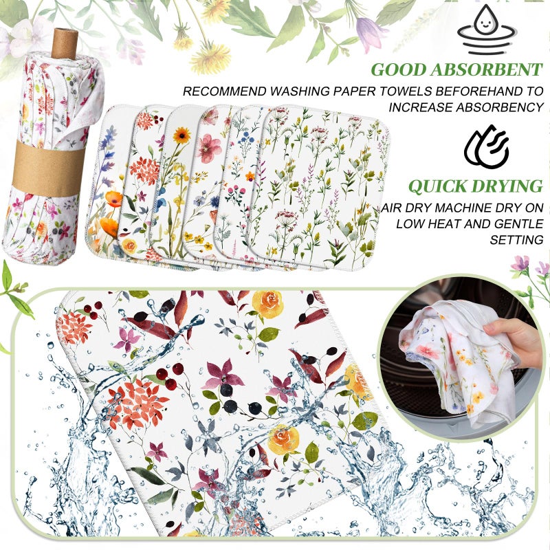 Noveread 18 Pack Reusable Cleaning Cloths Washable Cotton Kitchen Dish Towels for Home Party Supplies Bulk, 9.84x11.81in (Wildflowers) - Image 4