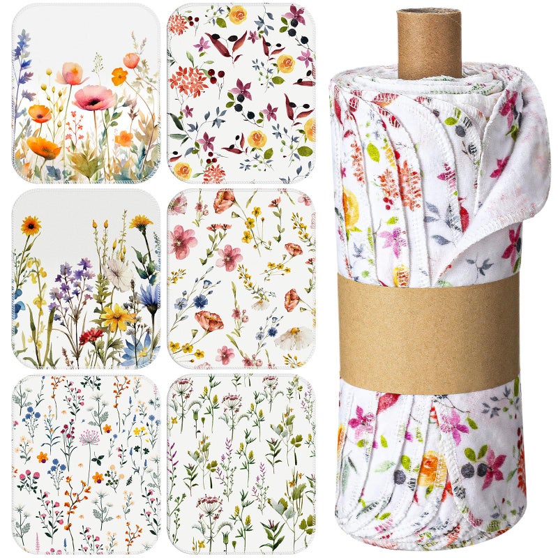 Noveread 18 Pack Reusable Cleaning Cloths Washable Cotton Kitchen Dish Towels for Home Party Supplies Bulk, 9.84x11.81in (Wildflowers) - Image 1