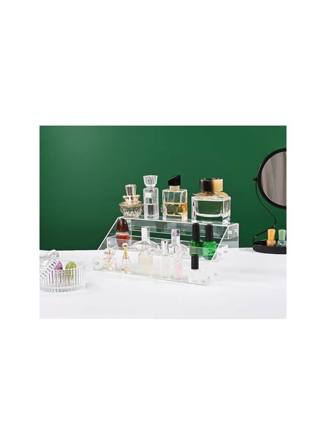 The Bros رفوف عرض أكريليك 12 بوصة، منظم عطور شفاف 3 طبقات، قوي ومستقر للعرض الزخرفي، العناية بالبشرة، على الطاولة، المقتنيات - Image 5