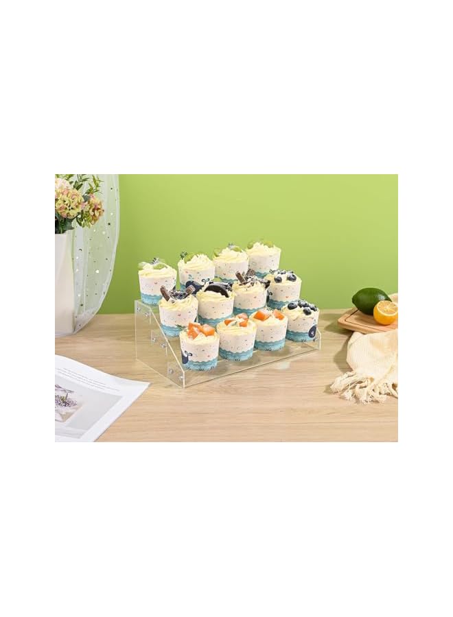 The Bros رفوف عرض أكريليك 12 بوصة، منظم عطور شفاف 3 طبقات، قوي ومستقر للعرض الزخرفي، العناية بالبشرة، على الطاولة، المقتنيات - Image 4