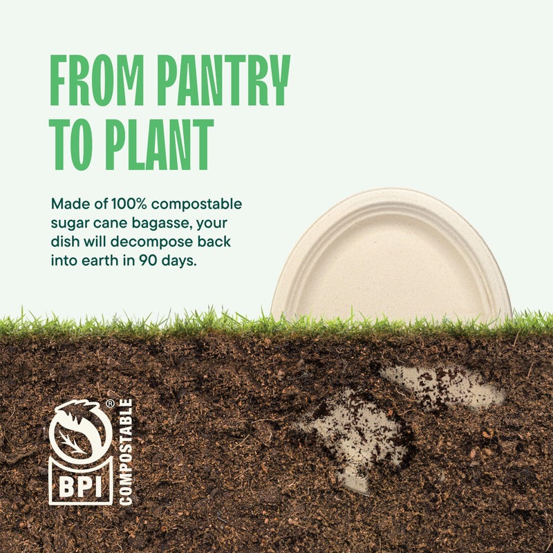Stack Man 100% Compostable Oval Paper Plates [50-Pack] - {PFAS-Free} - {BPI Certified} - [12 Inch] Heavy Duty  Eco-Friendly  Biodegradable Bagasse Platters - Natural Brown 12"" Oval Platter Plates by Stack Man - Image 5