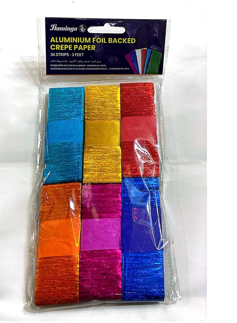 ورق كريب مدعم برقائق الألومنيوم 36 شريط - 3 أقدام بألوان متنوعة - Image 1