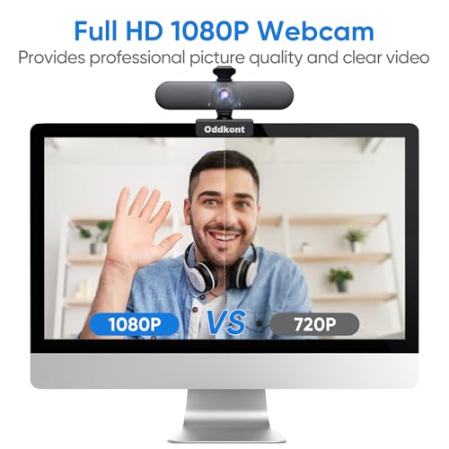 oddkont Full HD 1080P Webcam with Microphone AutoLight Balance Rotatable DesignPrivacy Cover Plug and Play for Zoom SkypeWeb Conferencing Compatible with Windows Mac Laptop Desktop - Image 3