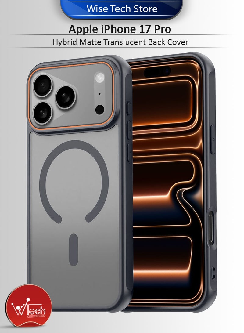 Wtech Apple iPhone 17 Pro 5G 2025 Hybrid Matte Translucent Back Cover Shockproof Hard PC Strong Magnetic Adsorption Case Cover (MCMPMN) - Grey - Image 1