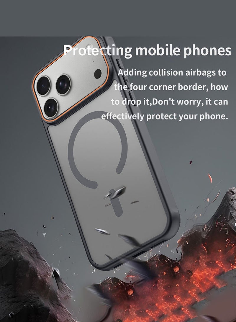 Wtech Apple iPhone 17 Pro 5G 2025 Hybrid Matte Translucent Back Cover Shockproof Hard PC Strong Magnetic Adsorption Case Cover (MCMPMN) - Grey - Image 3