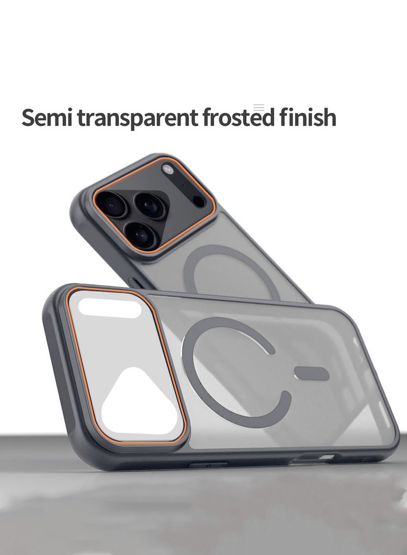 Wtech Apple iPhone 17 Pro 5G 2025 Hybrid Matte Translucent Back Cover Shockproof Hard PC Strong Magnetic Adsorption Case Cover (MCMPMN) - Grey - Image 4