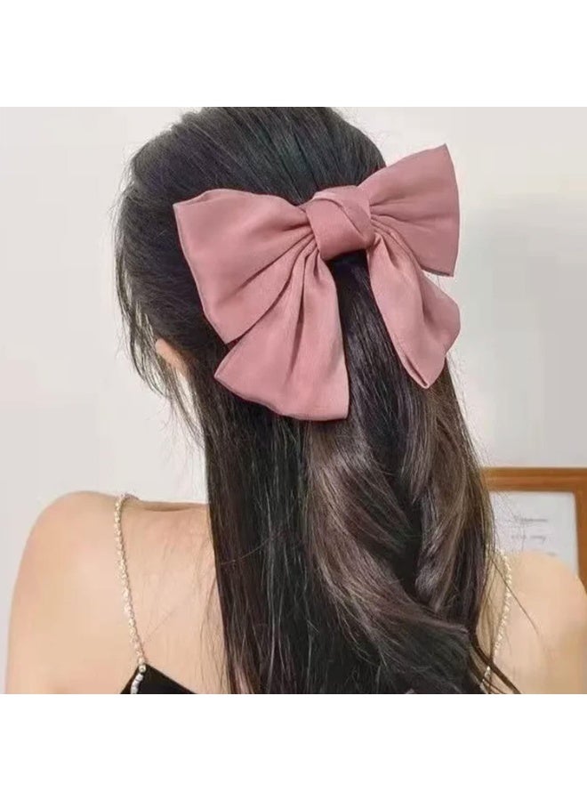 Bow Hair Clip, 2Pcs Hair Bows for Women Big Bowknot Hairpin French Hair Clips with Ribbon Solid Color Hair Barrette Clips Soft Satin Silky Hair Bows for Women Girls - Image 3